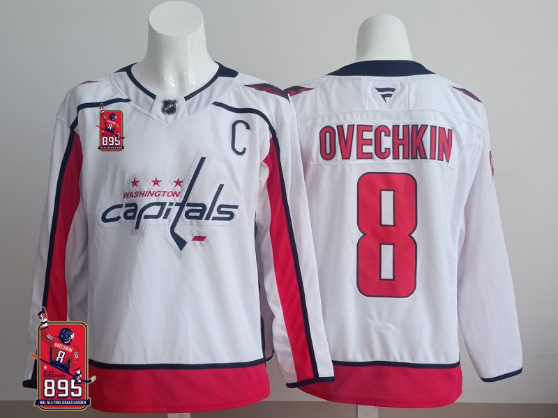 Men 2025 Washington Capitals 8 Ovechkin White Fanatics Home Premium NHL Jersey style 3